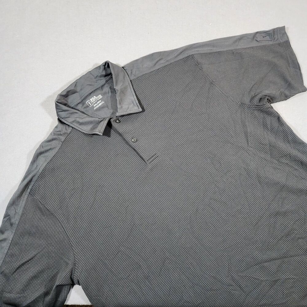 PGA TOUR Men’s Polo Shirt XXL Gray Striped Golf Performance Waffle Weave Shirt